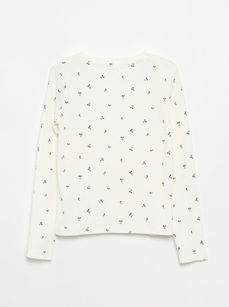 T-shirt a maniche lunghe in maglia a costine Bianco - Kiabi