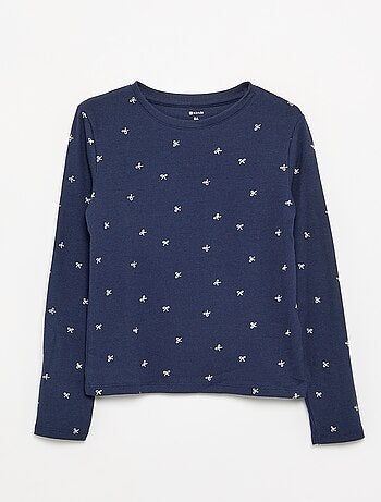 T-shirt a maniche lunghe in maglia a costine