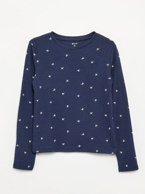 T-shirt a maniche lunghe in maglia a costine - Kiabi T-shirt a maniche lunghe in maglia a costine - Kiabi
