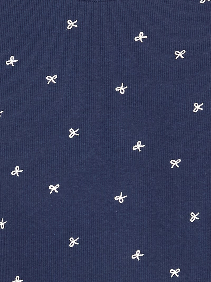 T-shirt a maniche lunghe in maglia a costine Blu - Kiabi