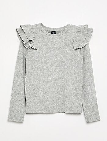 T-shirt a maniche lunghe in maglia a costine