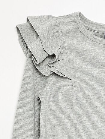 T-shirt a maniche lunghe in maglia a costine
