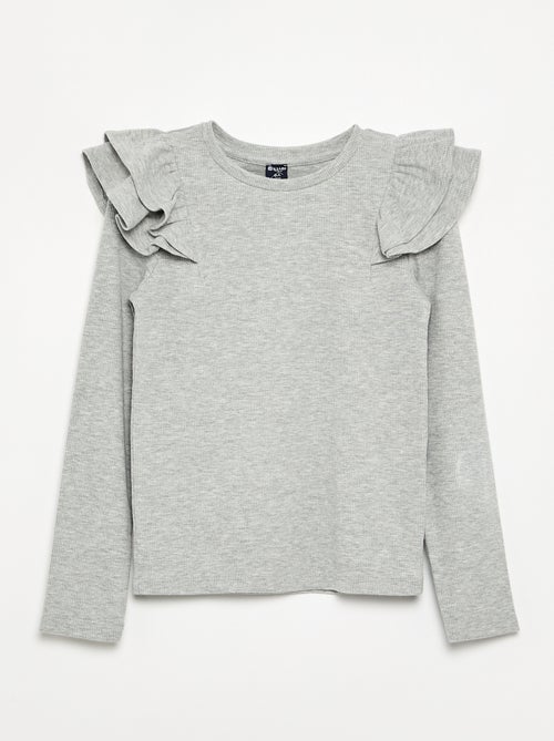 T-shirt a maniche lunghe in maglia a costine - Kiabi T-shirt a maniche lunghe in maglia a costine - Kiabi