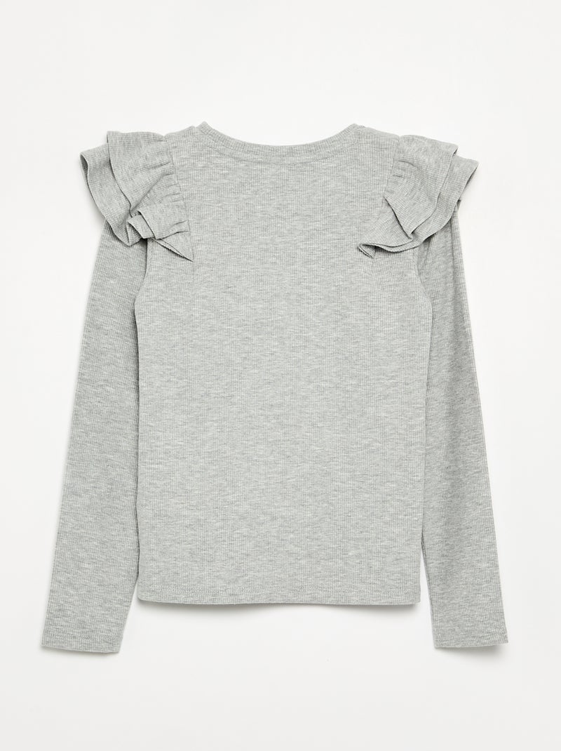 T-shirt a maniche lunghe in maglia a costine Grigio - Kiabi
