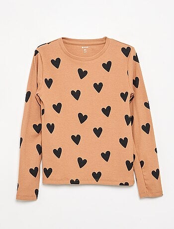 T-shirt a maniche lunghe in maglia a costine