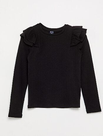 T-shirt a maniche lunghe in maglia a costine