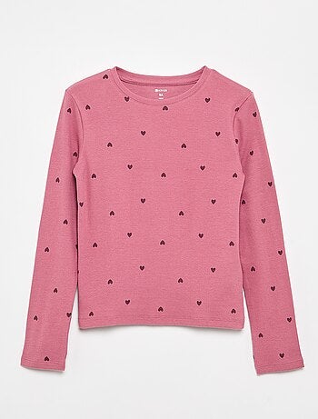 T-shirt a maniche lunghe in maglia a costine