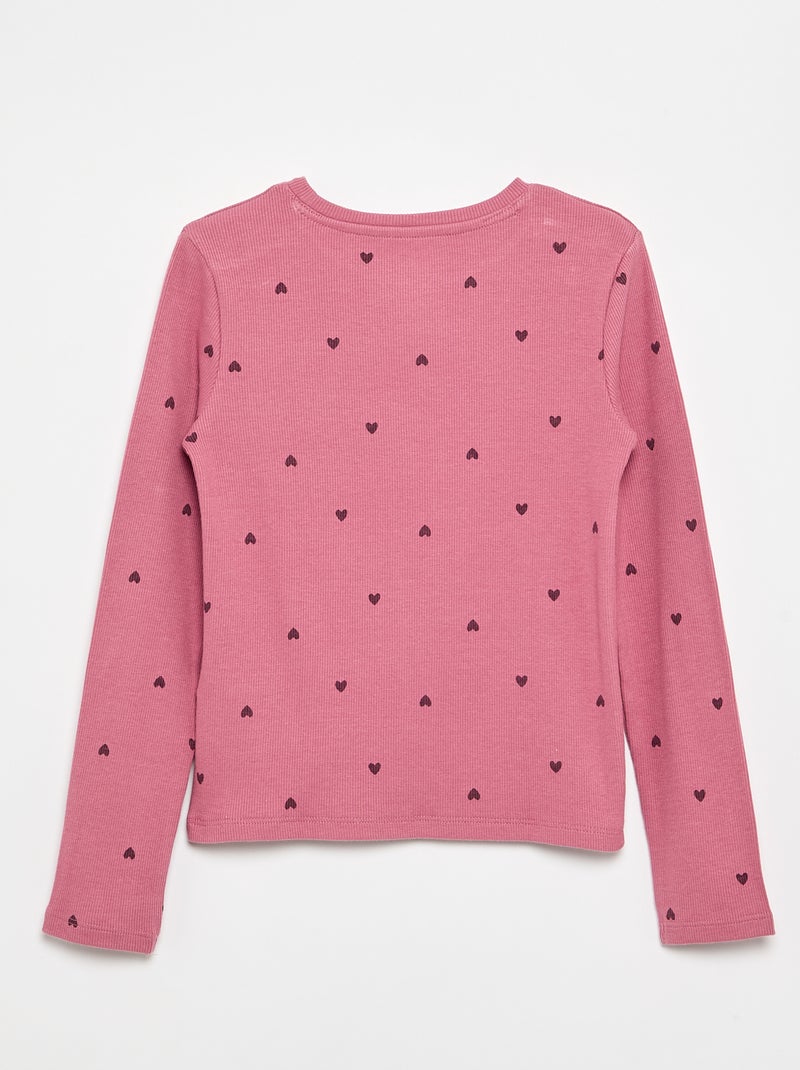 T-shirt a maniche lunghe in maglia a costine Rosa - Kiabi