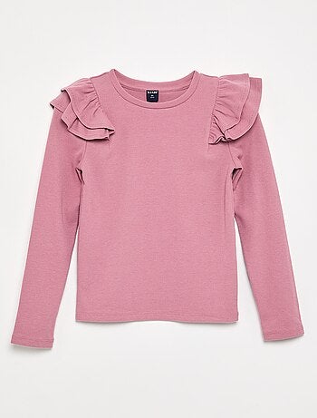T-shirt a maniche lunghe in maglia a costine