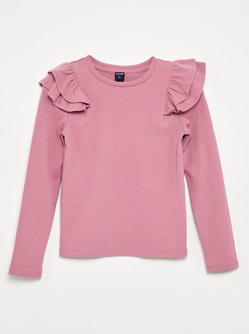 T-shirt a maniche lunghe in maglia a costine - Kiabi