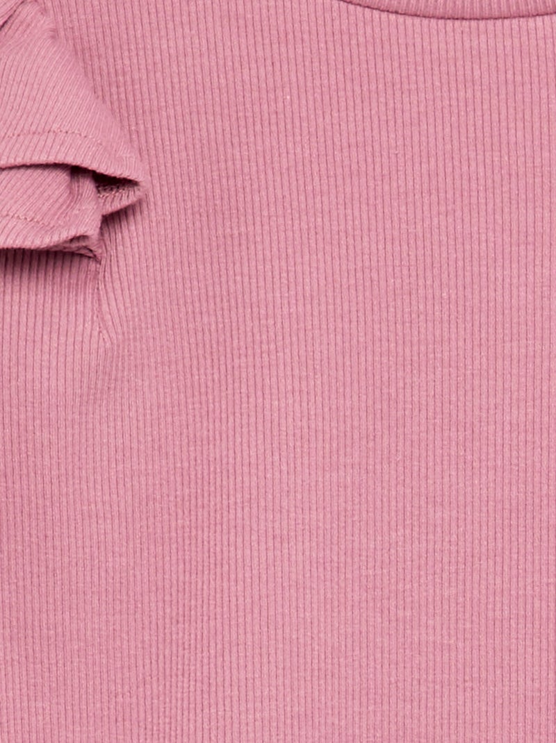 T-shirt a maniche lunghe in maglia a costine Rosa - Kiabi