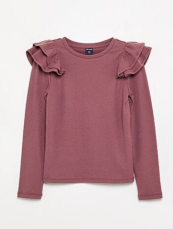 T-shirt a maniche lunghe in maglia a costine