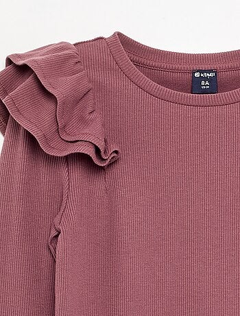 T-shirt a maniche lunghe in maglia a costine