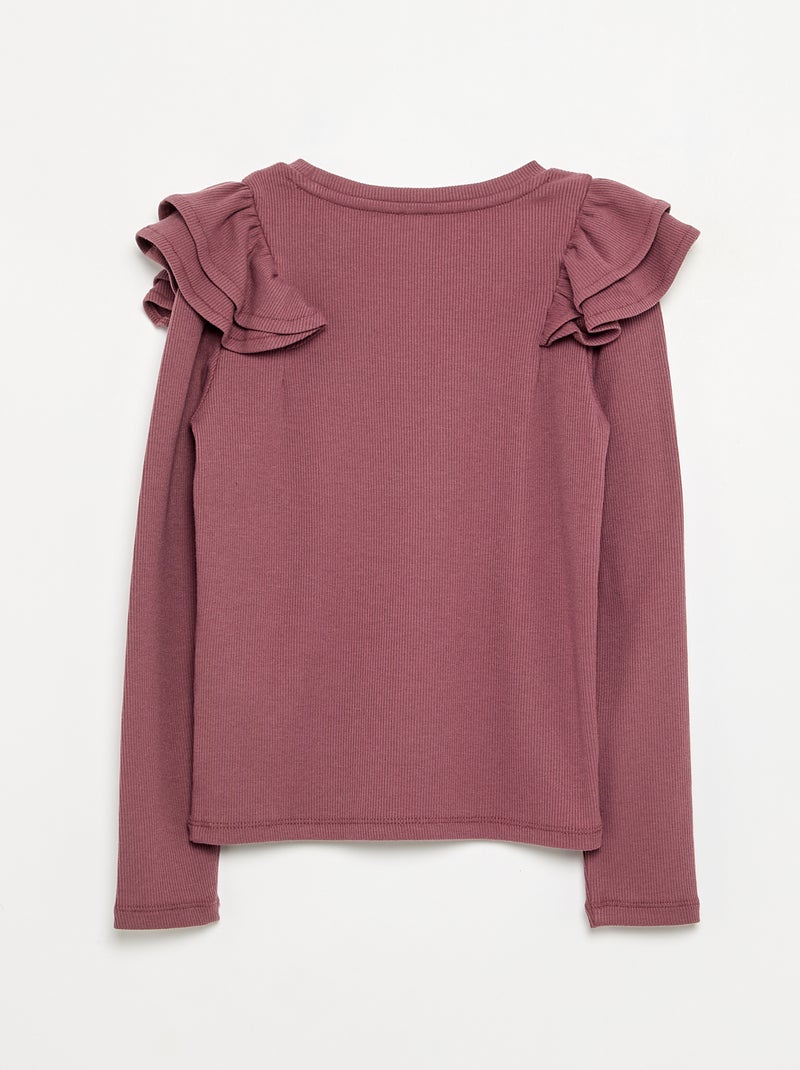 T-shirt a maniche lunghe in maglia a costine Rosa - Kiabi