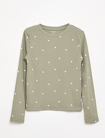 T-shirt a maniche lunghe in maglia a costine