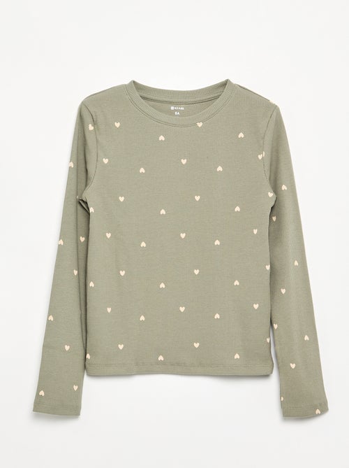 T-shirt a maniche lunghe in maglia a costine - Kiabi T-shirt a maniche lunghe in maglia a costine - Kiabi