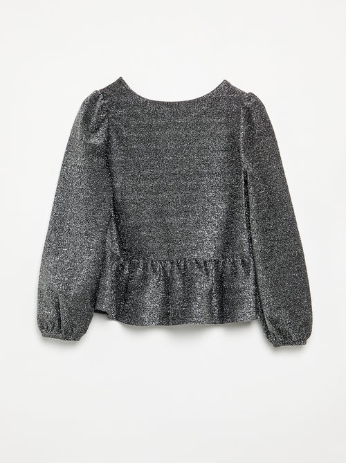 T-shirt a maniche lunghe in maglia brillante con fiocchi - Kiabi