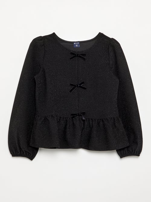 T-shirt a maniche lunghe in maglia brillante con fiocchi - Kiabi