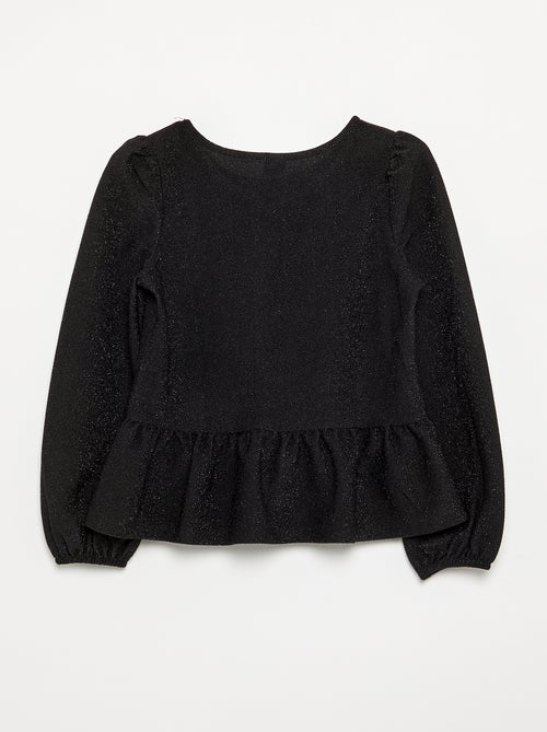 T-shirt a maniche lunghe in maglia brillante con fiocchi - Kiabi