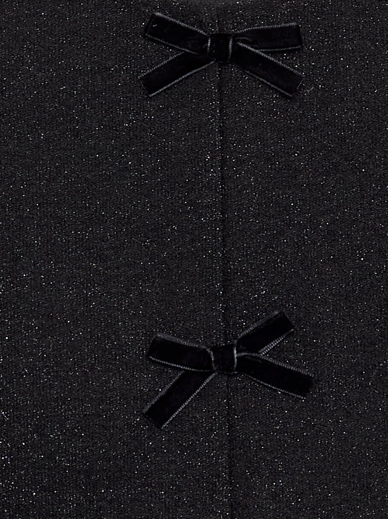 T-shirt a maniche lunghe in maglia brillante con fiocchi Nero - Kiabi