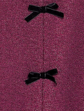 T-shirt a maniche lunghe in maglia brillante con fiocchi