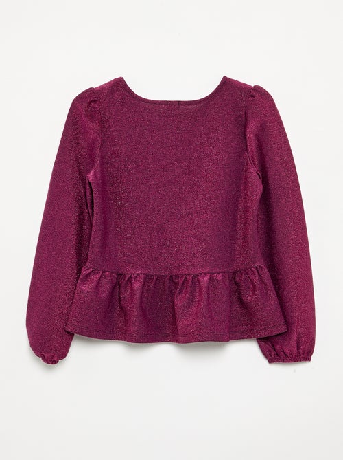 T-shirt a maniche lunghe in maglia brillante con fiocchi - Kiabi