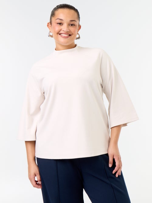 T-shirt a maniche lunghe in maglia effetto peluche - Kiabi