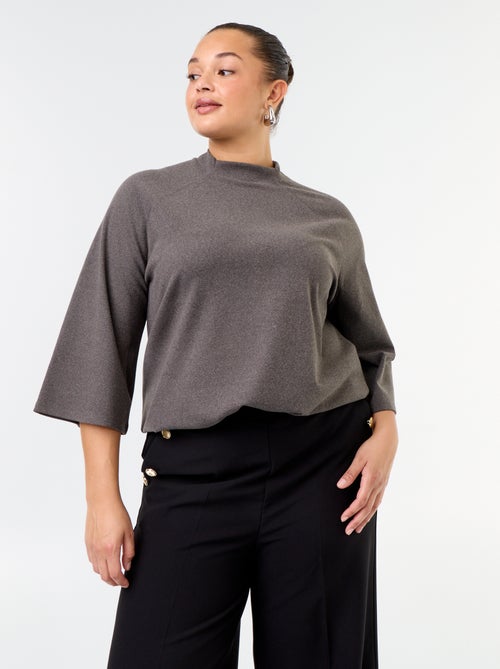 T-shirt a maniche lunghe in maglia effetto peluche - Kiabi