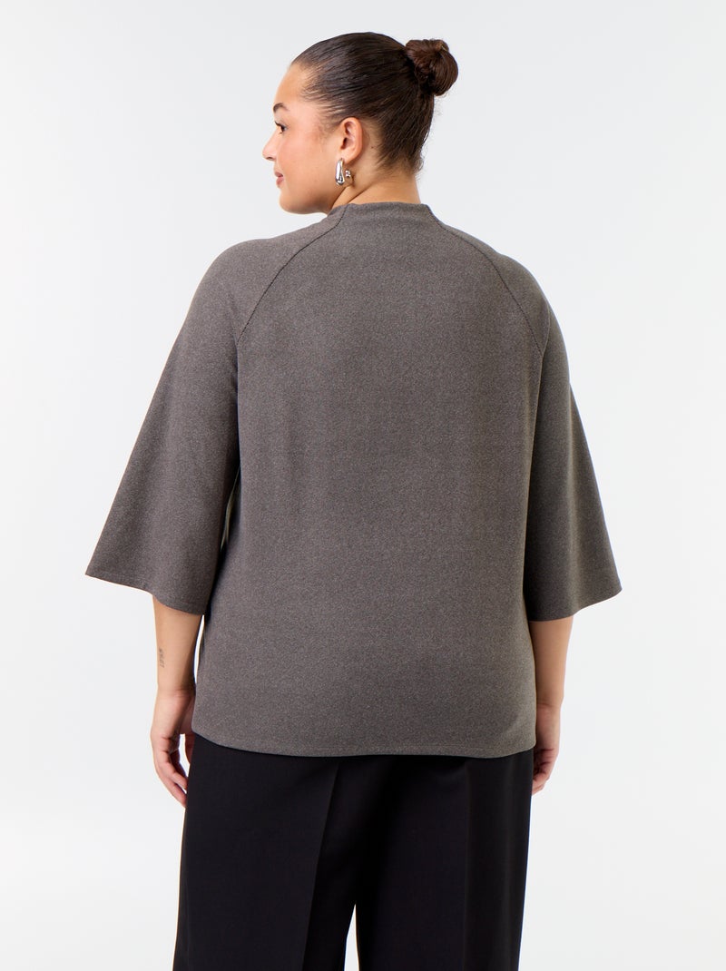 T-shirt a maniche lunghe in maglia effetto peluche Grigio - Kiabi
