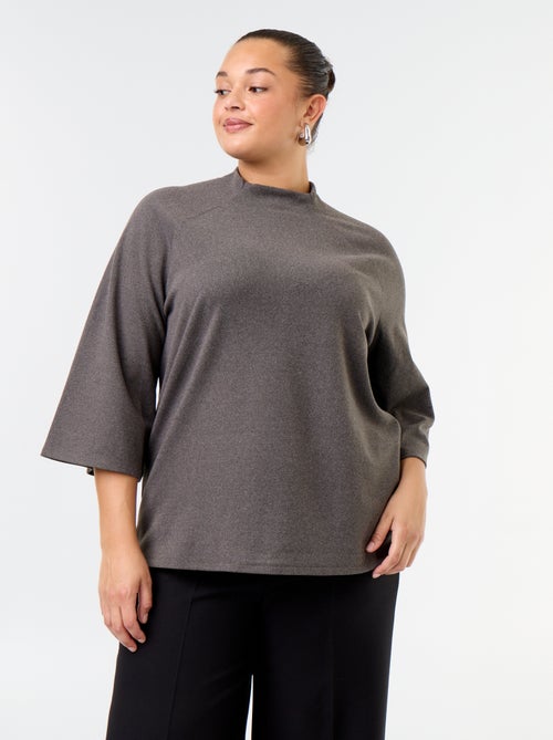 T-shirt a maniche lunghe in maglia effetto peluche - Kiabi