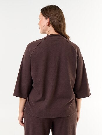 T-shirt a maniche lunghe in maglia effetto peluche