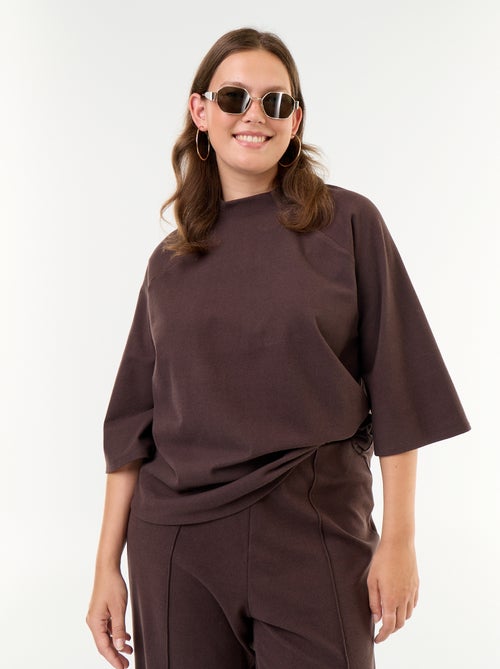 T-shirt a maniche lunghe in maglia effetto peluche - Kiabi