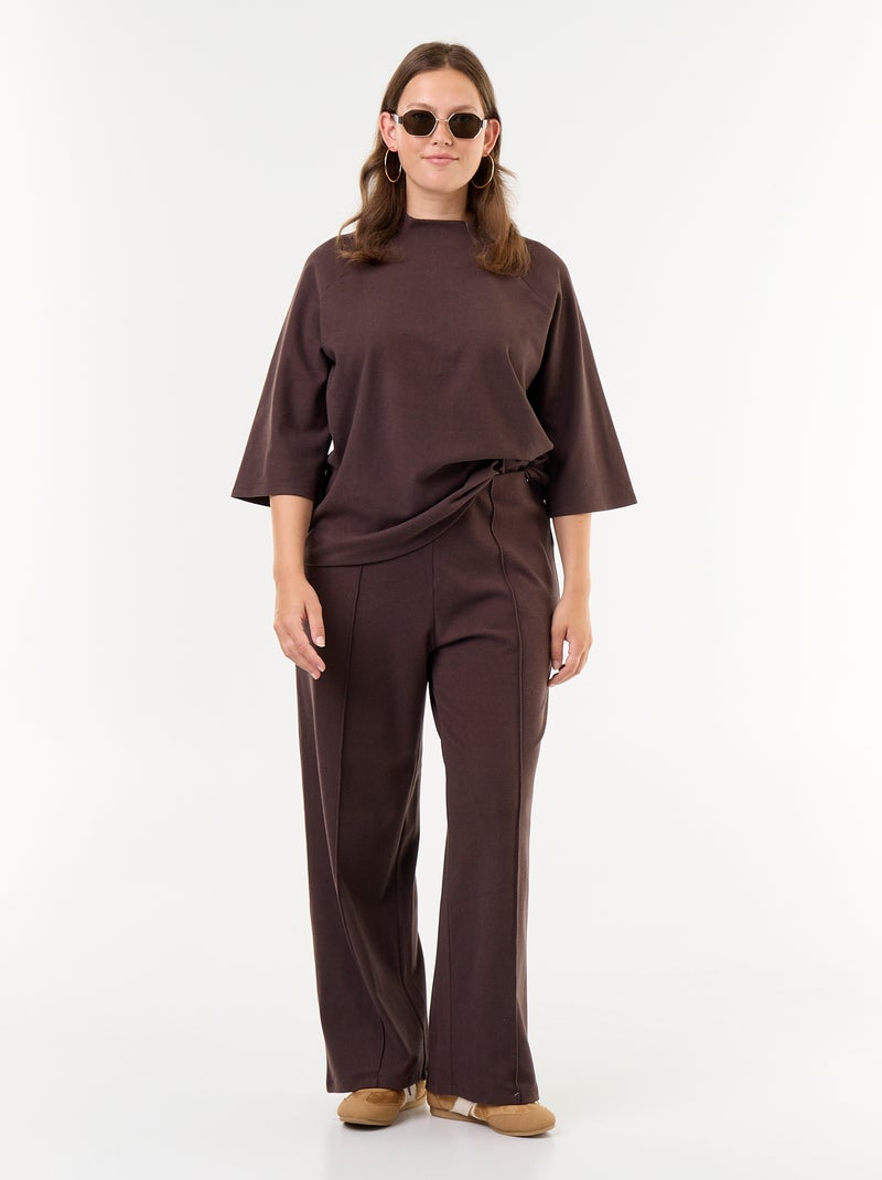 T-shirt a maniche lunghe in maglia effetto peluche Marrone - Kiabi
