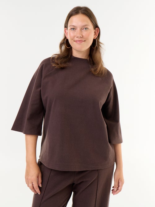 T-shirt a maniche lunghe in maglia effetto peluche - Kiabi