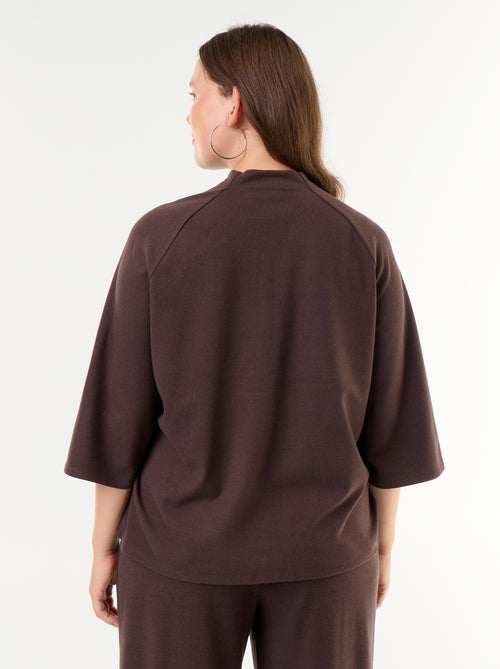 T-shirt a maniche lunghe in maglia effetto peluche - Kiabi