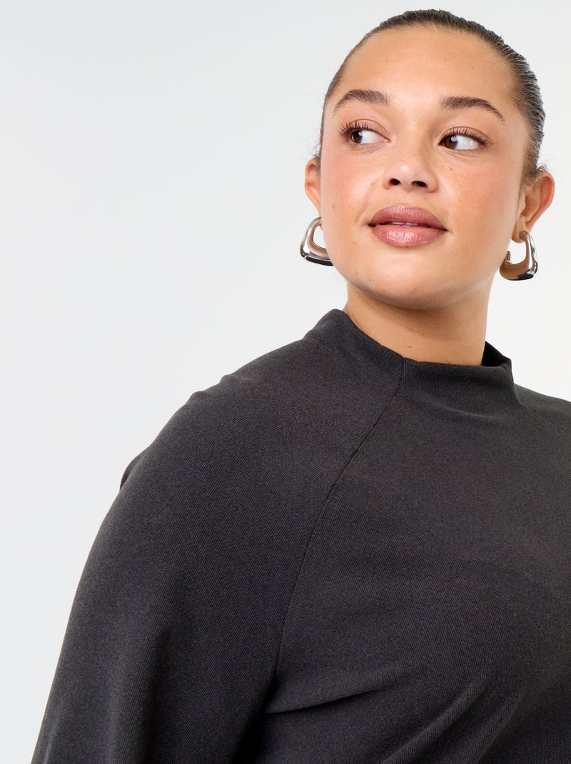 T-shirt a maniche lunghe in maglia effetto peluche Nero - Kiabi