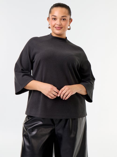T-shirt a maniche lunghe in maglia effetto peluche - Kiabi