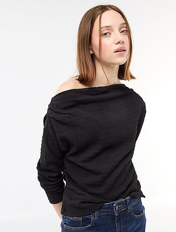 T-shirt a maniche lunghe in maglia goffrata