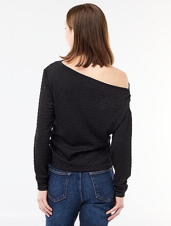 T-shirt a maniche lunghe in maglia goffrata