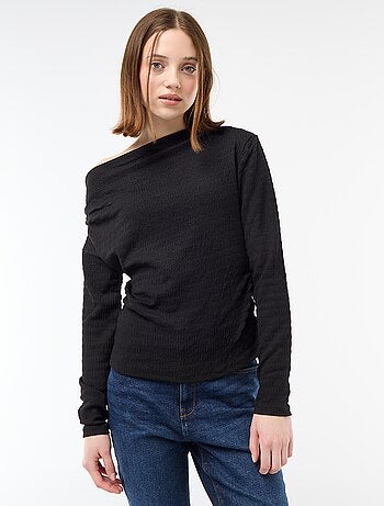 T-shirt a maniche lunghe in maglia goffrata