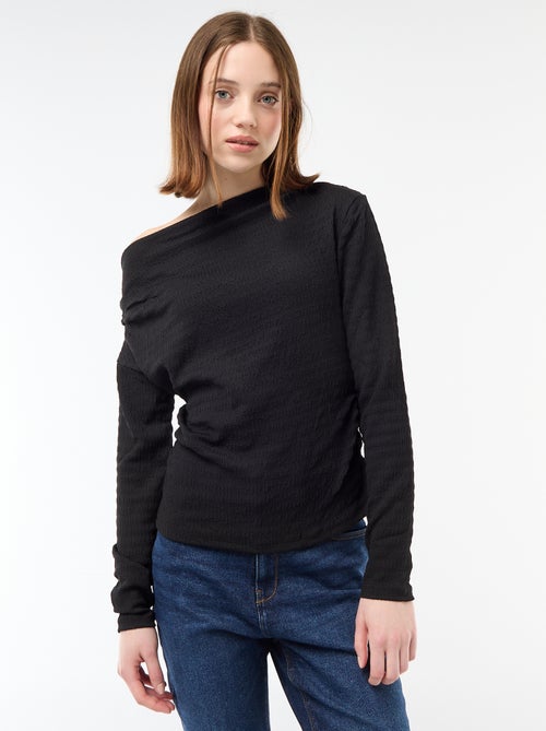 T-shirt a maniche lunghe in maglia goffrata - Kiabi