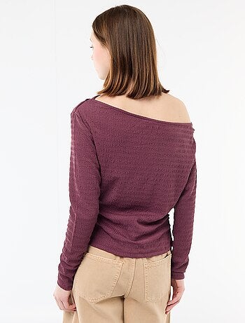 T-shirt a maniche lunghe in maglia goffrata