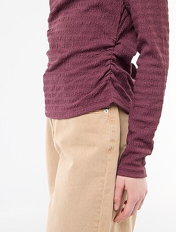 T-shirt a maniche lunghe in maglia goffrata