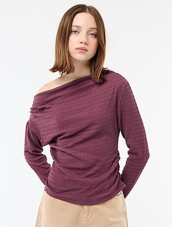 T-shirt a maniche lunghe in maglia goffrata