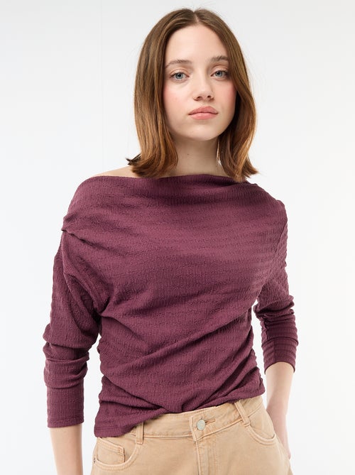 T-shirt a maniche lunghe in maglia goffrata - Kiabi