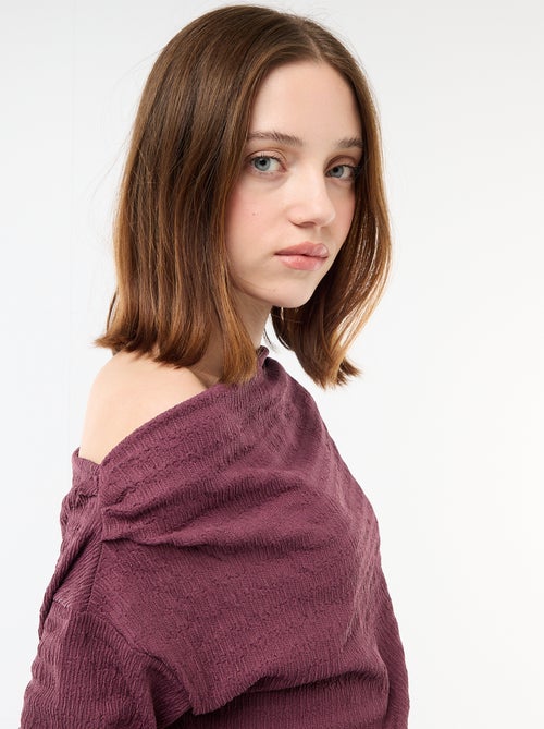 T-shirt a maniche lunghe in maglia goffrata - Kiabi