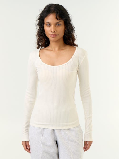 T-shirt a maniche lunghe in maglia traforata - Kiabi T-shirt a maniche lunghe in maglia traforata - Kiabi