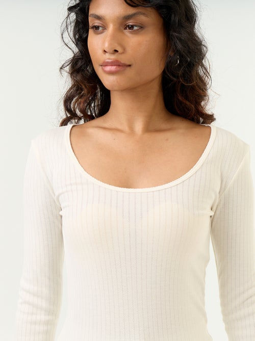 T-shirt a maniche lunghe in maglia traforata - Kiabi T-shirt a maniche lunghe in maglia traforata - Kiabi