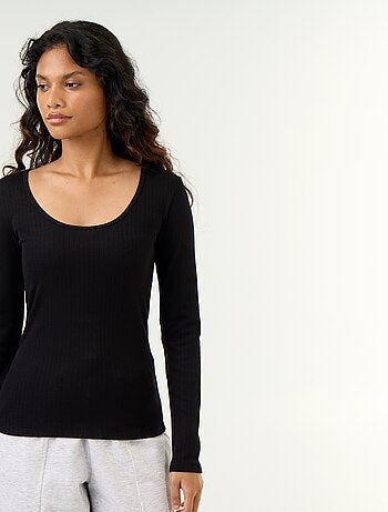 T-shirt a maniche lunghe in maglia traforata