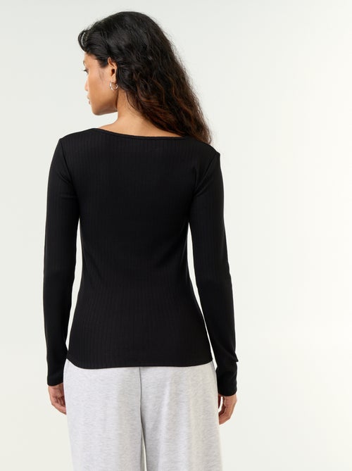 T-shirt a maniche lunghe in maglia traforata - Kiabi